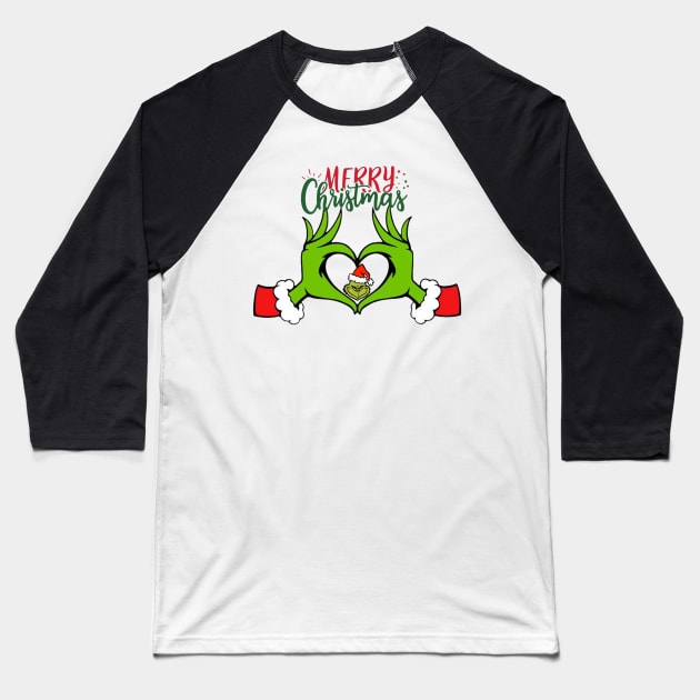 Grinch Heart merry christmas Baseball T-Shirt by positive_negativeart